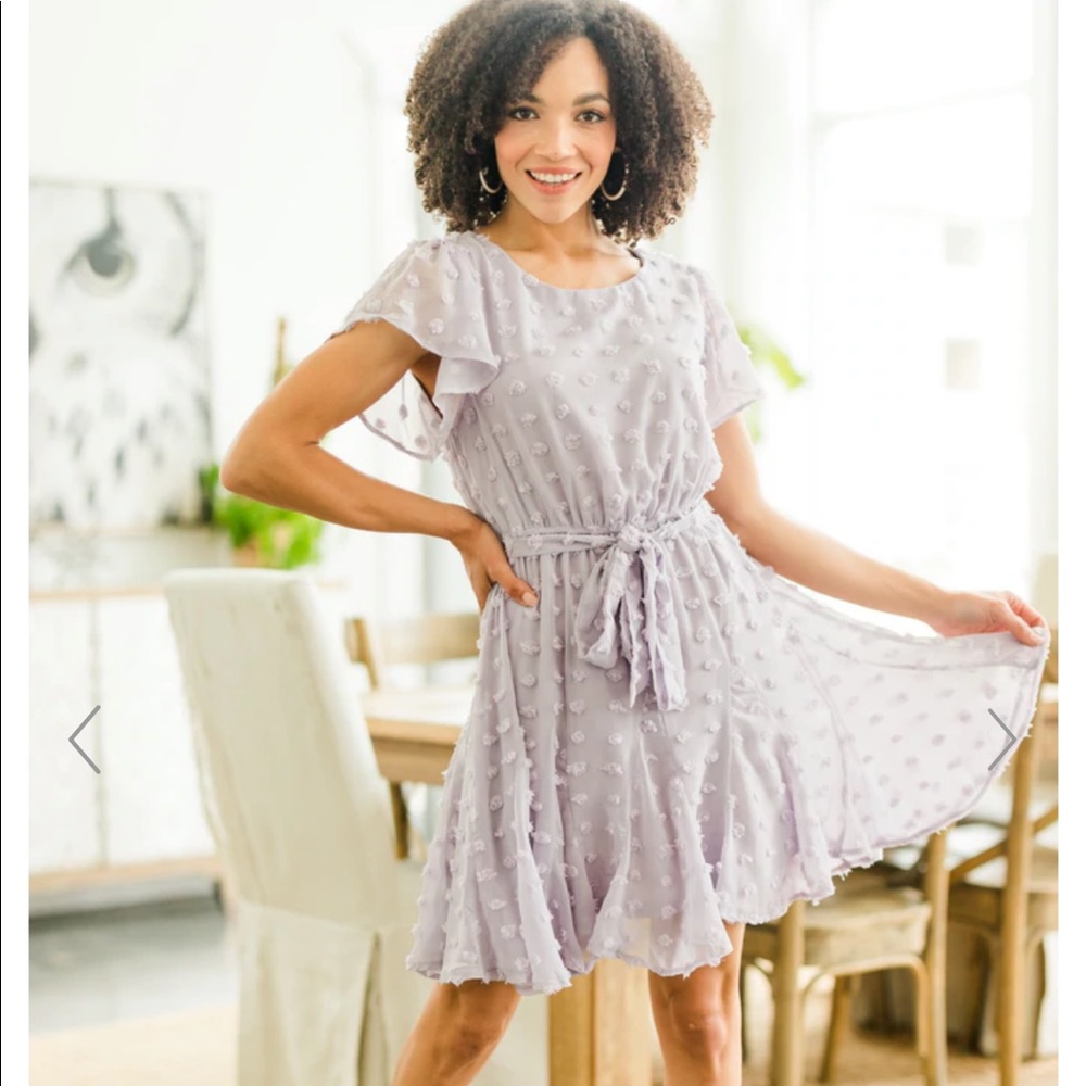 Lilac Swiss Dot Dress- Size Small